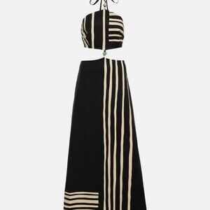 SIR. Linocut Beaded Halter Maxi Dress (size S)